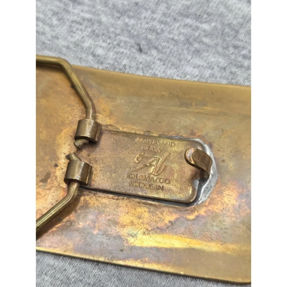 Vintage Solid Brass Hunting Retriever Dog Belt Buckle Bross Co Sportsman